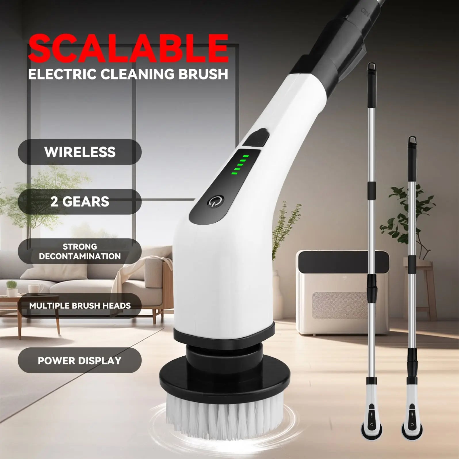Electric Spin Scrubber — Cordless Power, Extendable, Rechargeable, Waterproof, Ergonomic, Multi-purpose