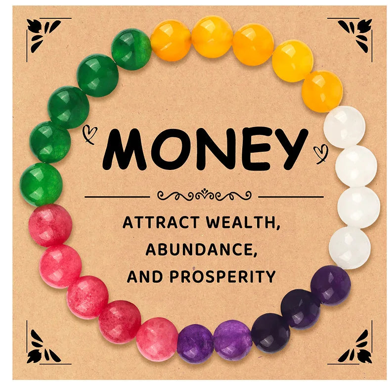 Money Manifest Crystal Bead Bracelet — Abundance, Prosperity, Wealth, Healing, Protection, Chakra Balancing