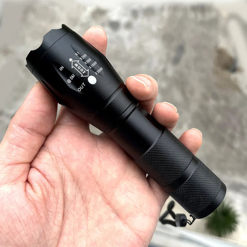 Adjustable Zoom Tactical Flashlight — Rechargeable, Waterproof, Durable, Portable, Bright, Compact