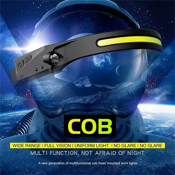 Rechargeable Headlamp — Motion Sensor, USB-C, Lightweight, Waterproof, 5 Lighting Modes, Long Battery Life