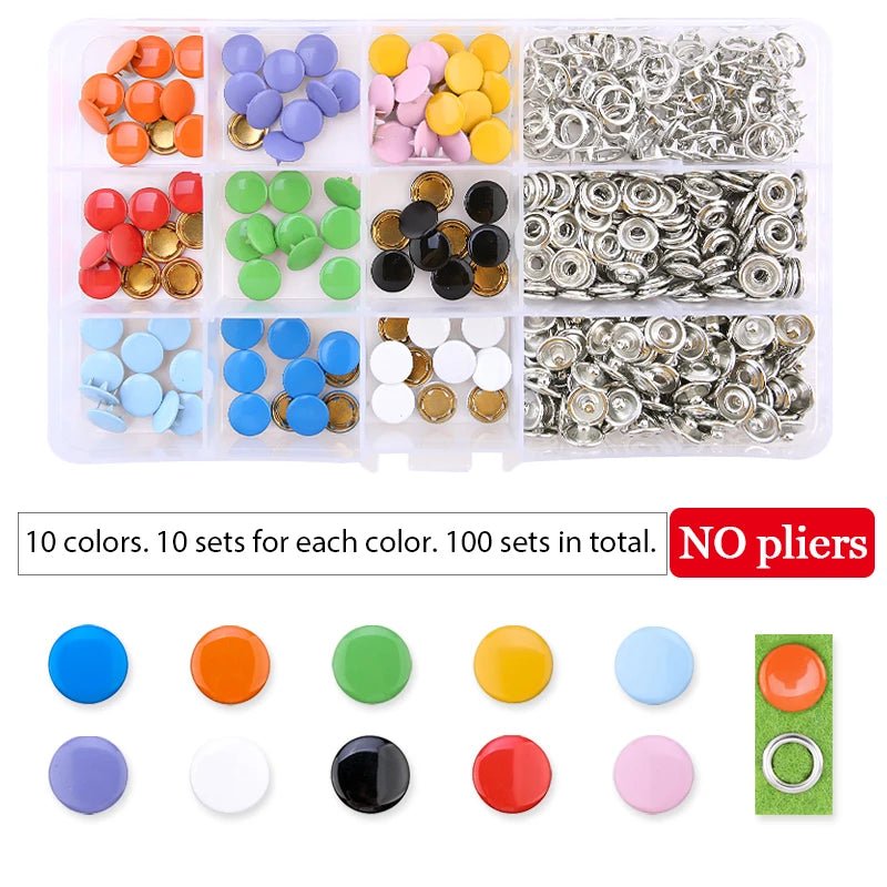 Snap Button Pliers Kit — 100pcs, Durable, Heavy-Duty, DIY, Crafting