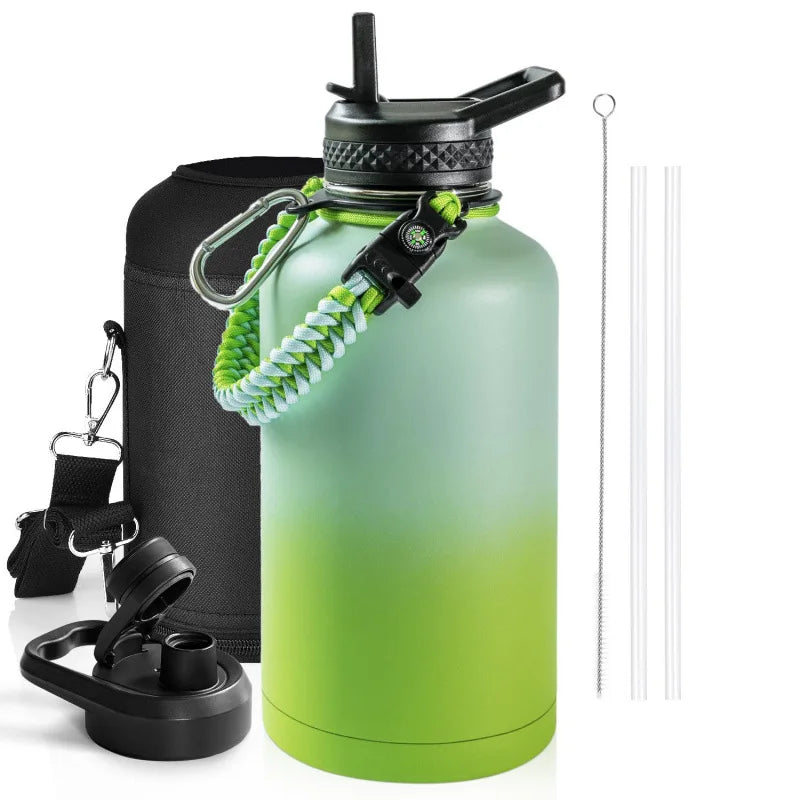 Insulated Water Bottle — Gallon, Stainless Steel, Leakproof, Wide Mouth, Carry Handle