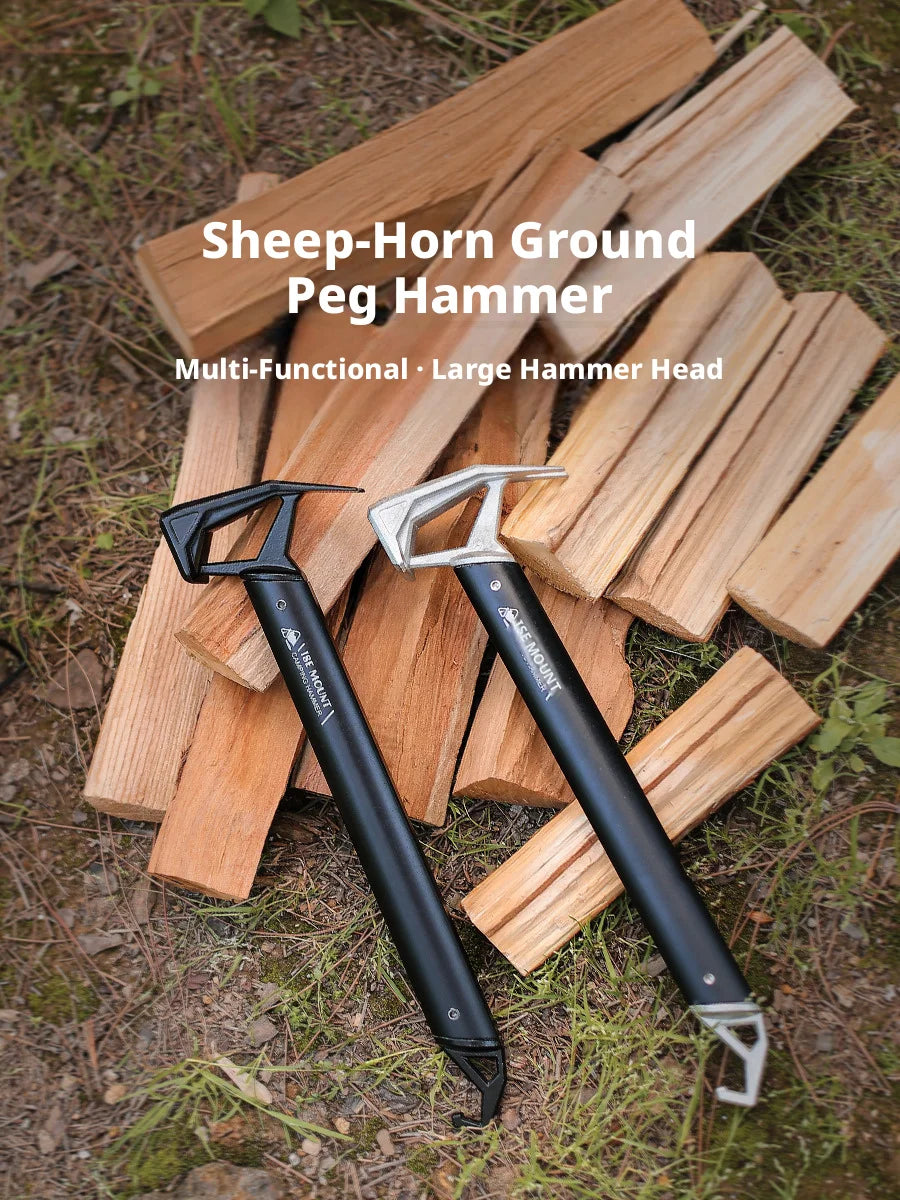 Camping Hammer — Multi-Tool, Portable, Steel, Durable, Lightweight, Tent Stake Puller
