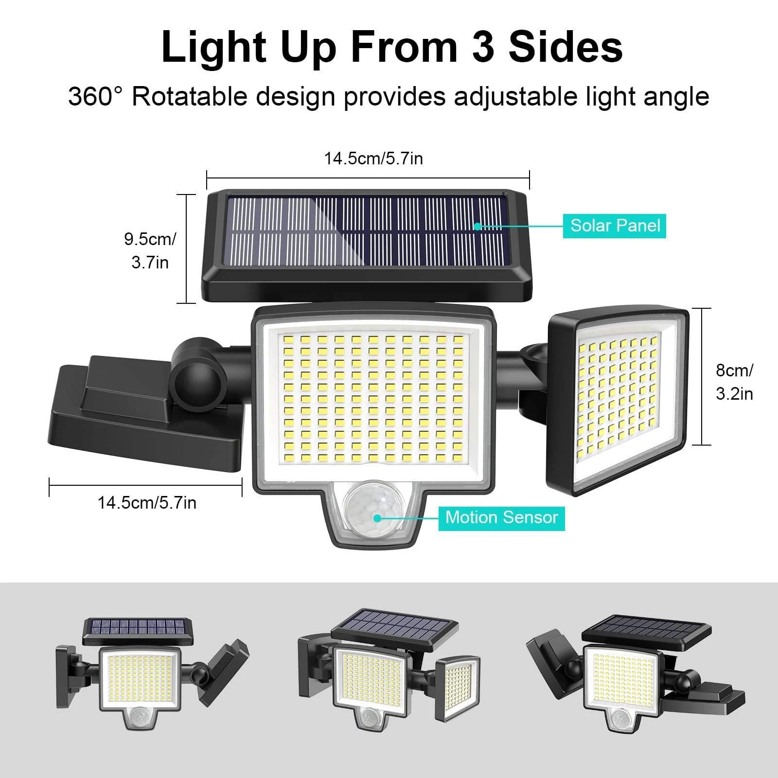 Solar Motion Security Floodlight — Outdoor, Wireless, Waterproof, Bright, Easy Install
