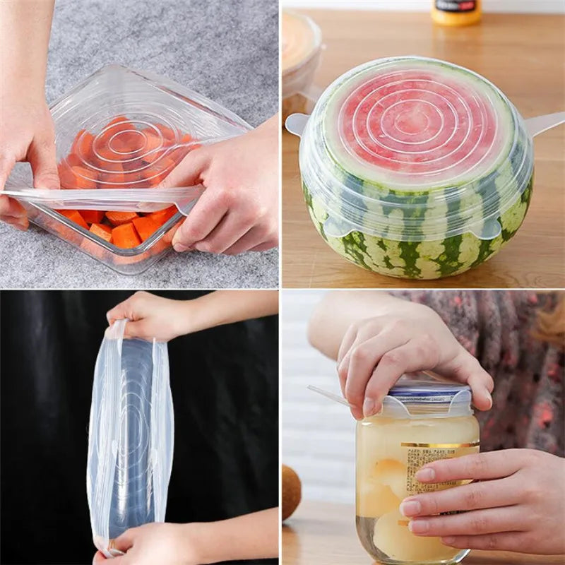Reusable Silicone Stretch Lids - Airtight Bowl & Container Covers, Replaces Plastic Wrap, Dishwasher & Freezer Safe