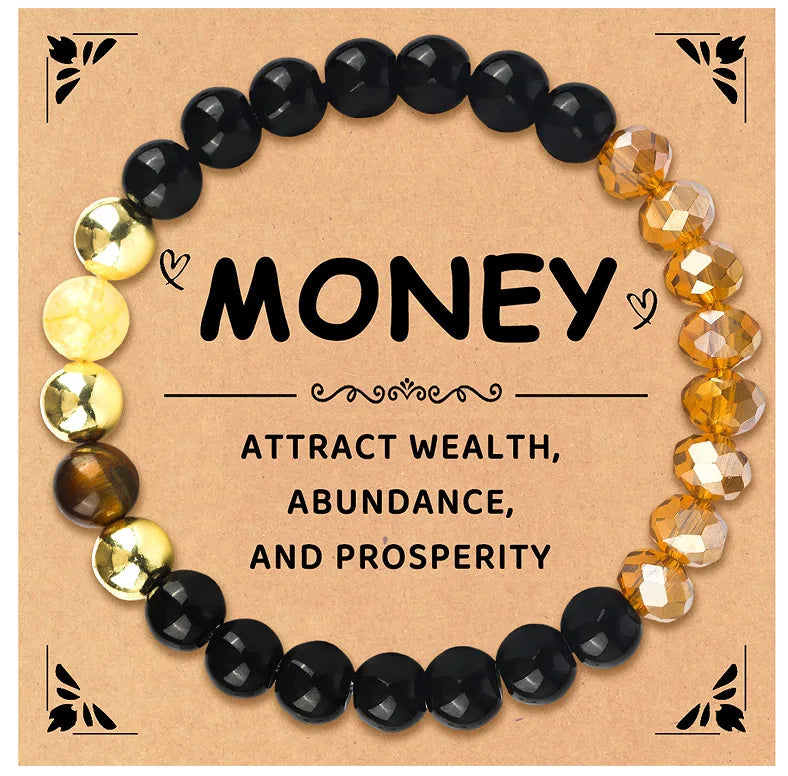Money Manifest Crystal Bead Bracelet — Abundance, Prosperity, Wealth, Healing, Protection, Chakra Balancing