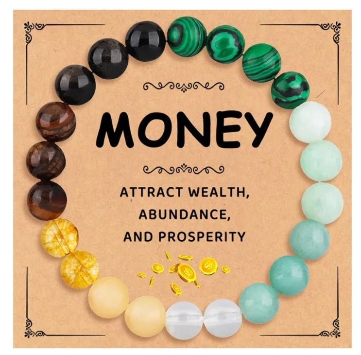 Money Manifest Crystal Bead Bracelet — Abundance, Prosperity, Wealth, Healing, Protection, Chakra Balancing