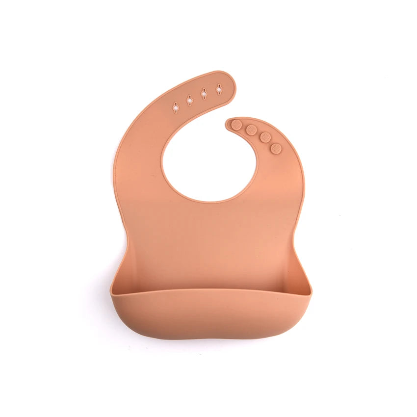 Silicone Baby Feeding Bib with Deep Food Catcher - Waterproof, Adjustable, Dishwasher-Safe in 10 Modern Colors