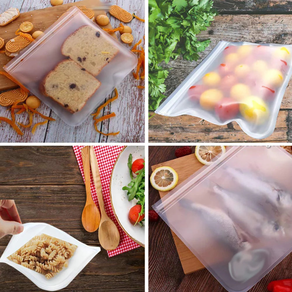 10-Piece Reusable Silicone Food Storage Bag Set - Leakproof, Stand-Up, Freezer & Microwave Safe (Plastic-Bag Replacement)