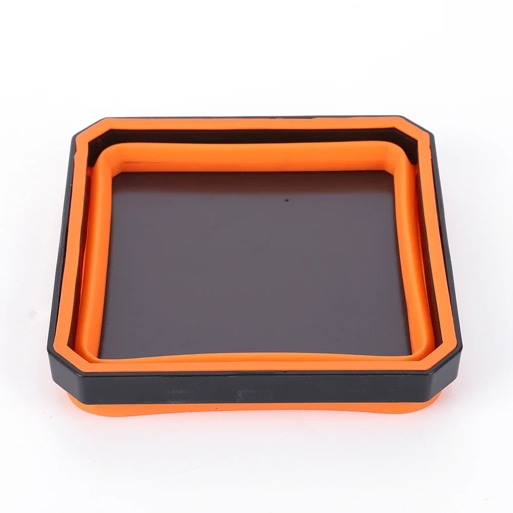 Magnetic Parts Tray Set — Heavy Duty, Stainless Steel, Rubber Base, Flexible, Anti-Scratch, Strong Magnet