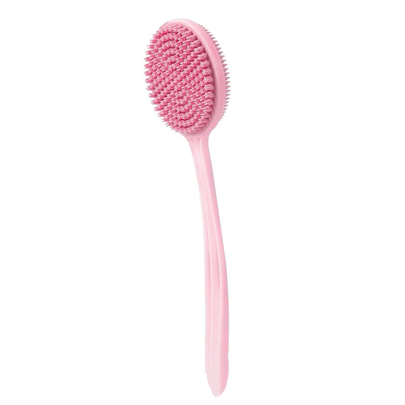 Silicone Back Scrubber Shower Brush - Long Handle Double-Sided Body Exfoliator, Massage Bath Brush, Anti-Mold Bathroom Cleaning Tool