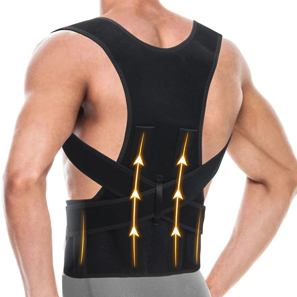 Adjustable Posture Corrector Back Brace - Discreet Under-Clothes Shoulder & Lumbar Support for Desk Workers, Drivers, Athletes