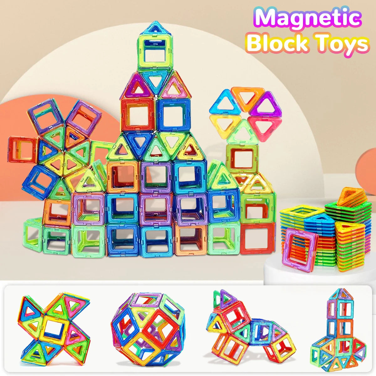 Magnetic Building Blocks — Large Set, Kids' Educational, STEM Toy, Creative Play, Durable