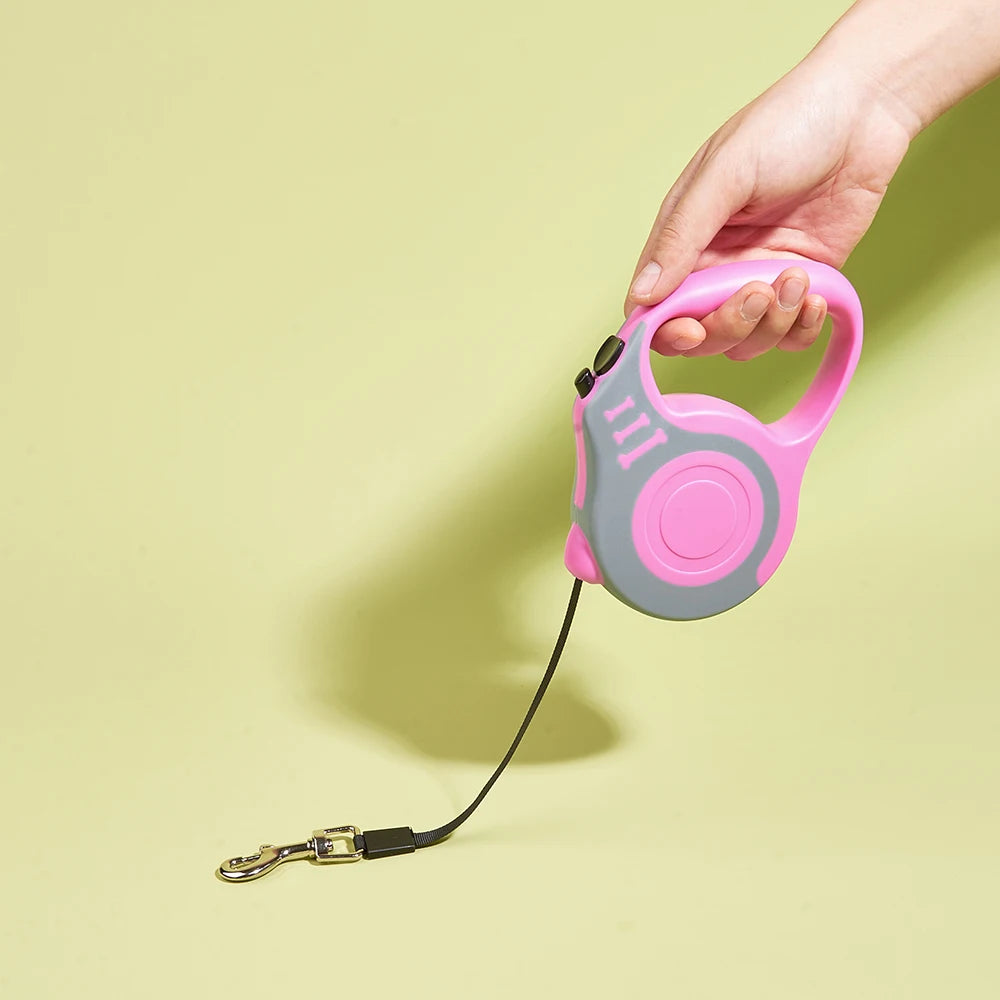 Retractable Dog Leash - 3m or 5m Auto-Locking Nylon Lead for Small to Medium Dogs & Cats, One-Hand Brake, 12 Colors