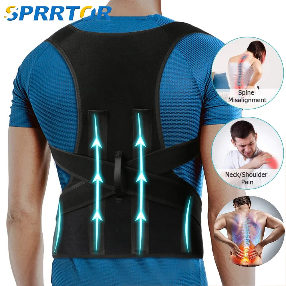 Adjustable Posture Corrector Back Brace - Discreet Under-Clothes Shoulder & Lumbar Support for Desk Workers, Drivers, Athletes