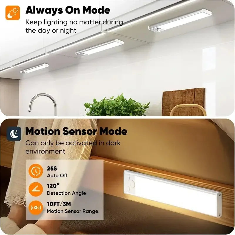 Under Cabinet Light — Motion Activated, Rechargeable, LED, Dimmable, Wireless, Easy Install