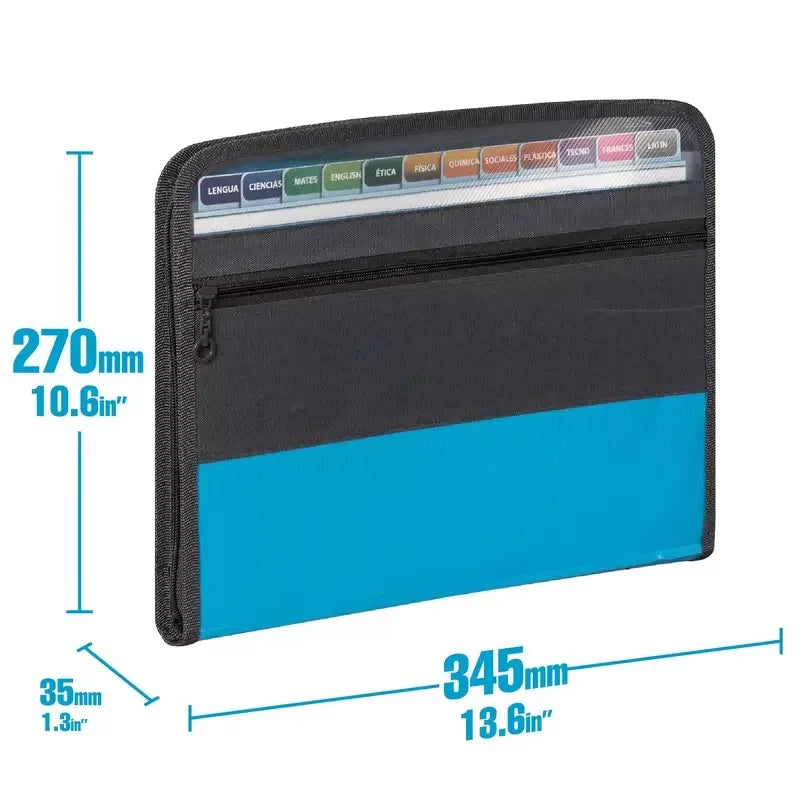 Accordion File Organizer — 13 Pockets, A4 Size, Letter Size, Expandable, Portable