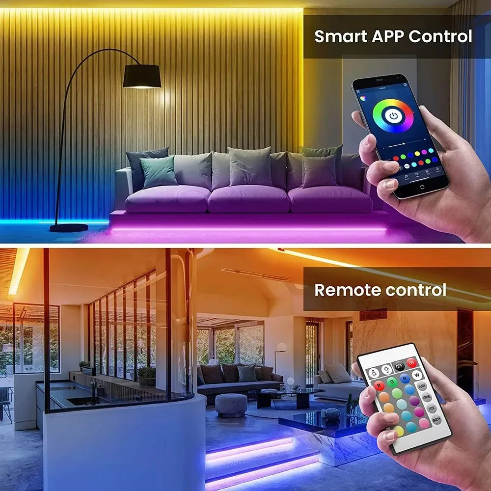 Smart RGB LED Strip Lights with Music Sync - WiFi/Bluetooth App Control, 16M Colors, Bedroom Gaming TV Backlight Decor (1m-30m)
