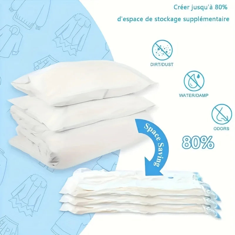 Electric Vacuum Storage Bag Kit with Mini Pump - Compress Clothes, Bedding & Travel Luggage by 75% in 60 Seconds