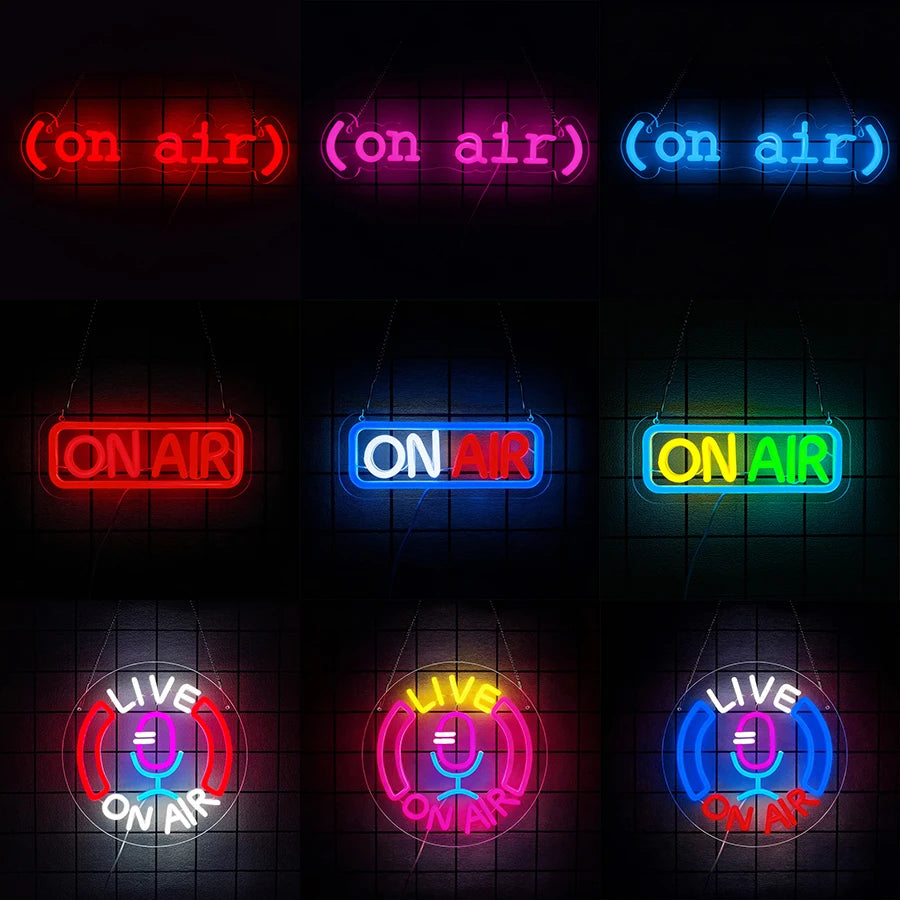 LED Neon ON AIR Sign - USB Powered Wall Decoration Light, Studio Bar Gaming Room Bedroom Decor, Modern Aesthetic Acrylic LED Sign