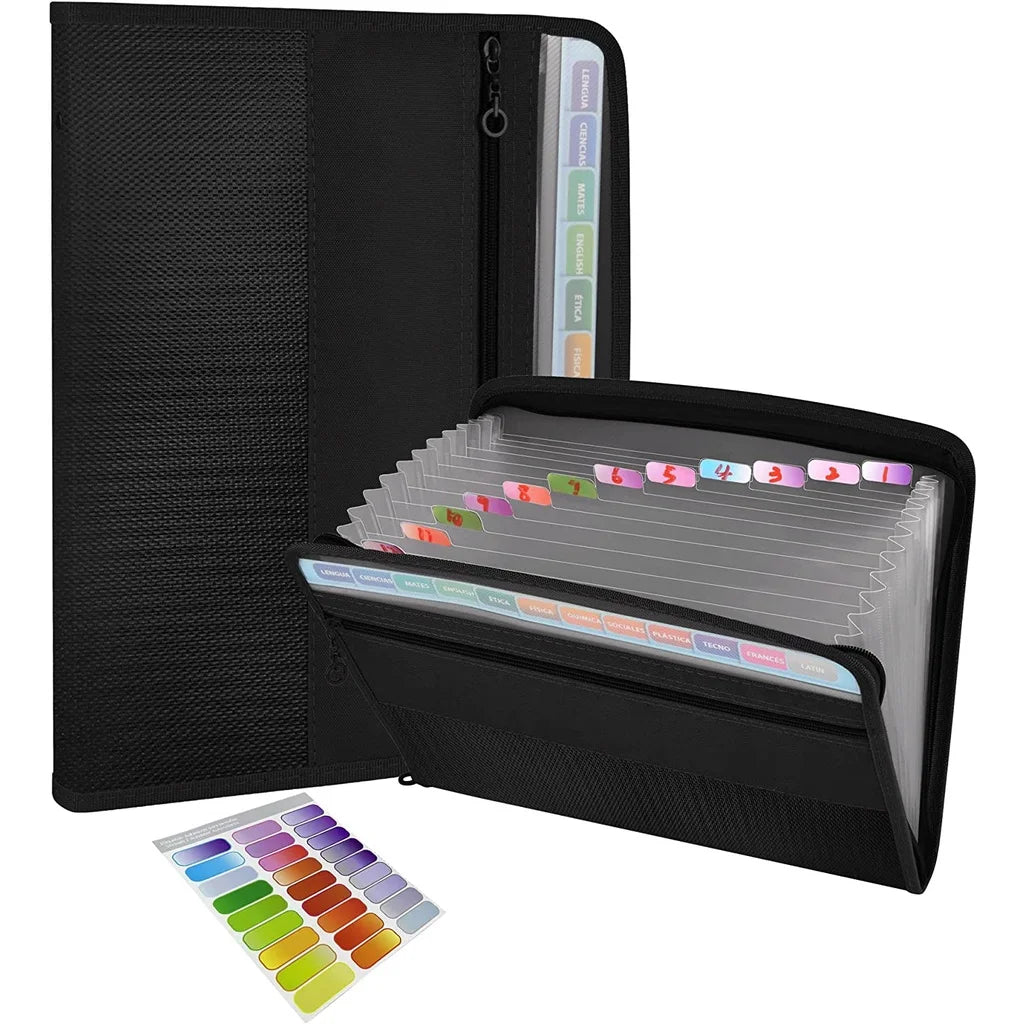 Accordion File Organizer — 13 Pockets, A4 Size, Letter Size, Expandable, Portable
