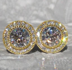 Zircon Stud Earrings — 4-Piece Set, Halo, Dainty, Hypoallergenic, Giftable