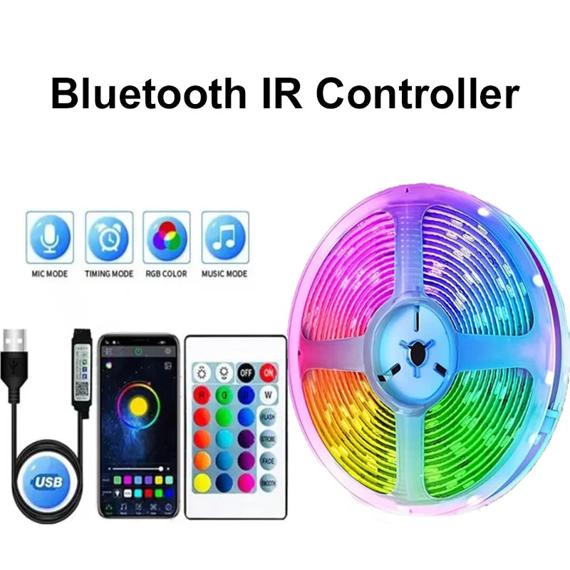 Smart RGB LED Strip Lights with Music Sync - WiFi/Bluetooth App Control, 16M Colors, Bedroom Gaming TV Backlight Decor (1m-30m)