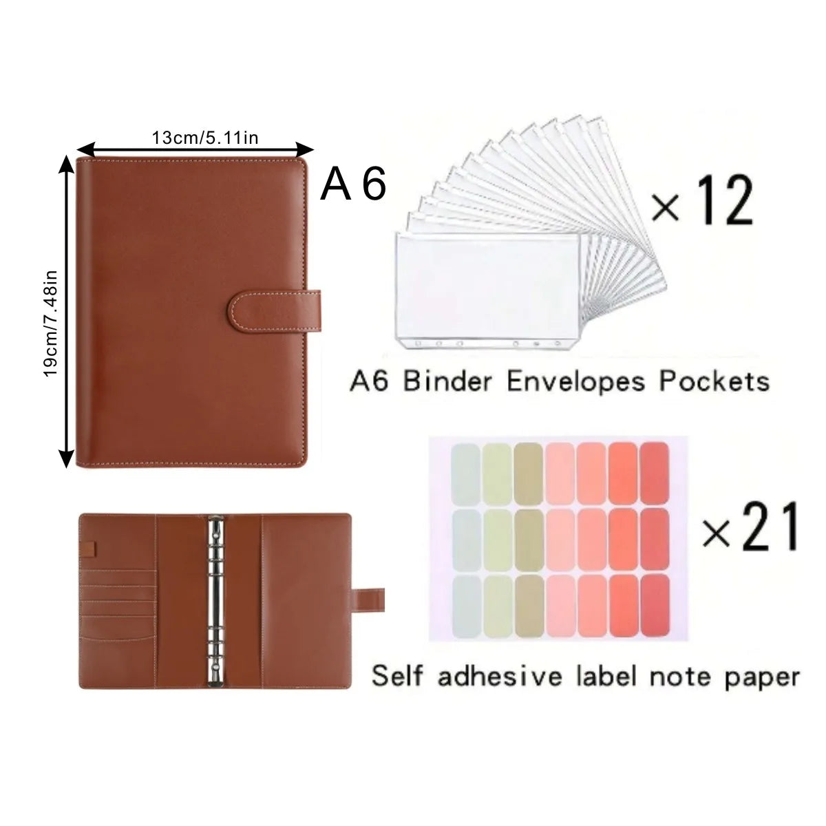 A6 Savings Notebook — Budget Planner, Cash Envelopes, Expense Tracker, Financial Organizer, PU Leather Cover