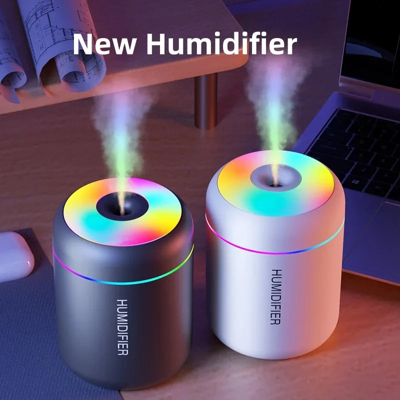 180ml Mini Aroma Diffuser & Humidifier - USB Ultrasonic Mist with Color-Changing LED Night Light, Whisper-Quiet for Bedroom, Office & Car