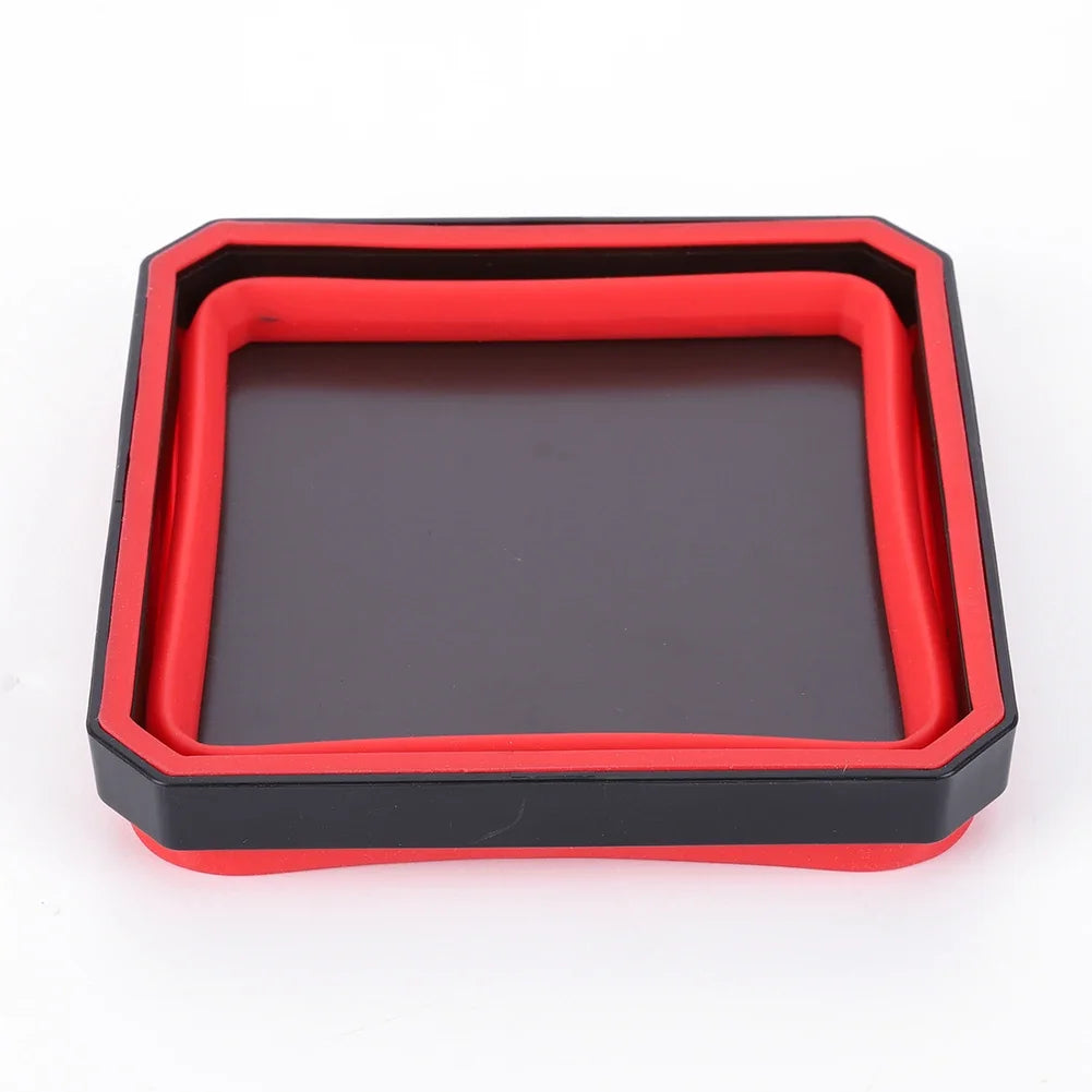 Magnetic Parts Tray Set — Heavy Duty, Stainless Steel, Rubber Base, Flexible, Anti-Scratch, Strong Magnet