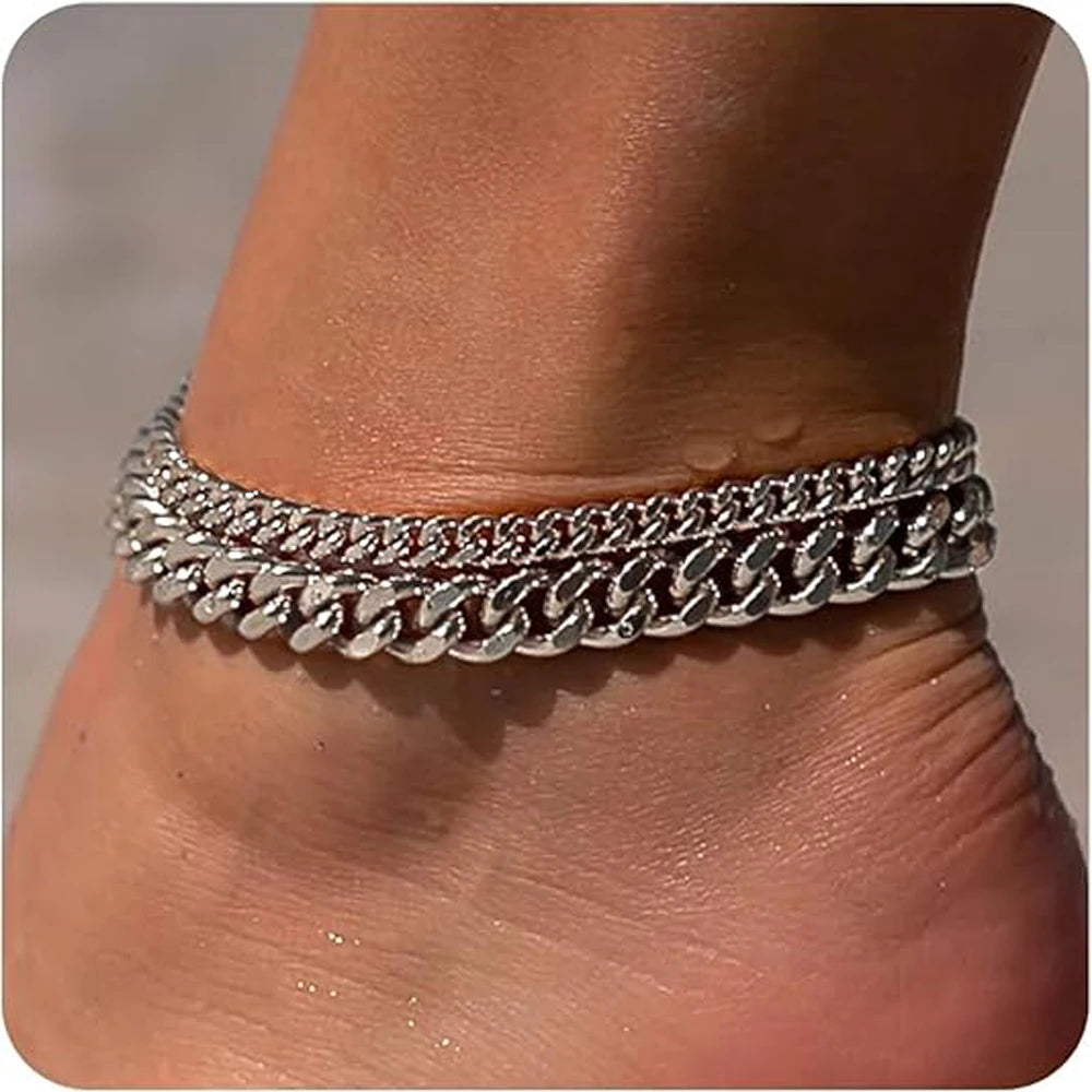 Gold Anklet — Chunky Cuban Link, Waterproof, Durable, Tarnish-Resistant, Everyday Wear