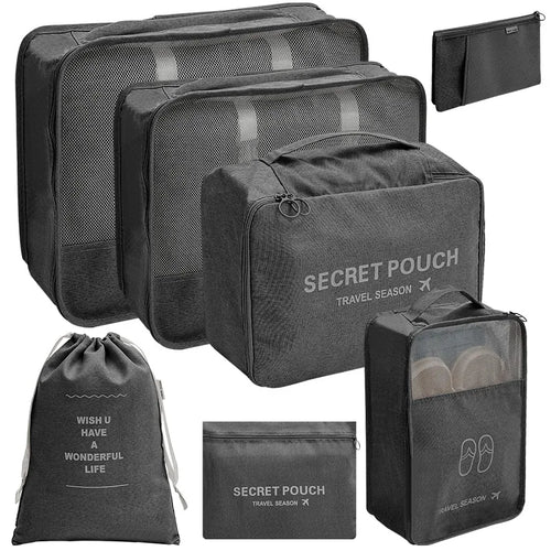 7-Piece Travel Packing Cube Set - Suitcase Organizer Bags with Shoe Pouch, Wash Bag & Laundry Bag, Fits Carry-On to Checked Luggage