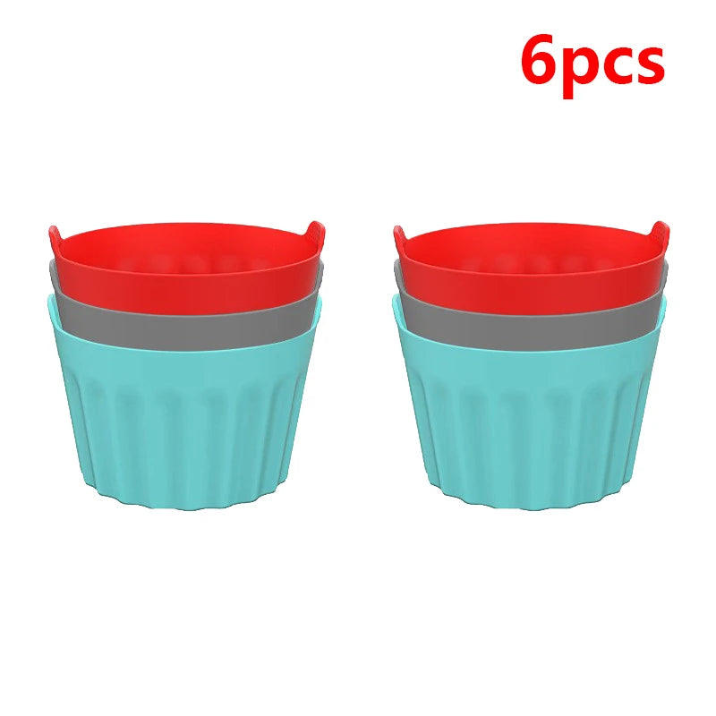 Silicone Egg Poacher Cup Set - Air Fryer, Microwave & Stovetop, Reusable Custard / Tart / Dessert Molds (3, 4, 6, or 12-Pack)