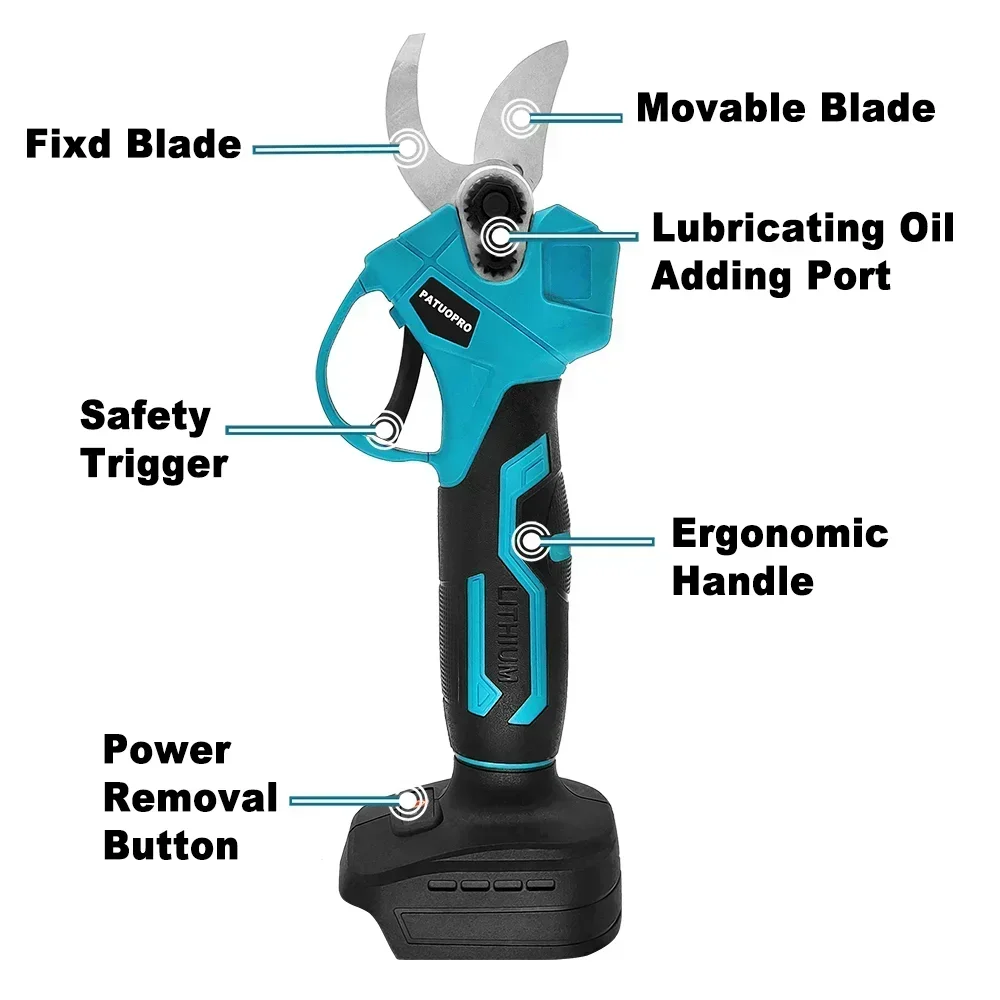 Electric Pruning Shears — Cordless, Rechargeable, Professional, Heavy Duty, Garden Tool