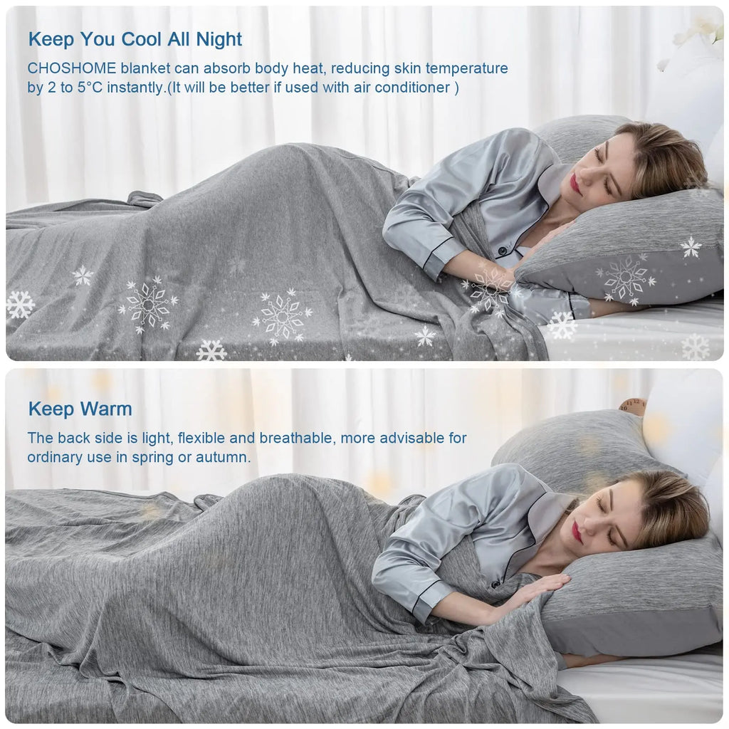 Cooling Blanket — Silky Smooth, Lightweight, Breathable, Moisture-Wicking, Reversible, Anti-Sweat