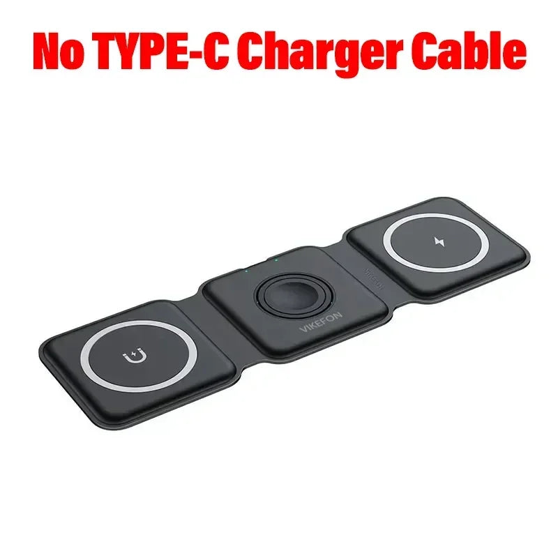 3-in-1 Wireless Charger Stand — Fast Charging, Universal Compatibility, Space Saving, iPhone, Apple Watch, AirPods