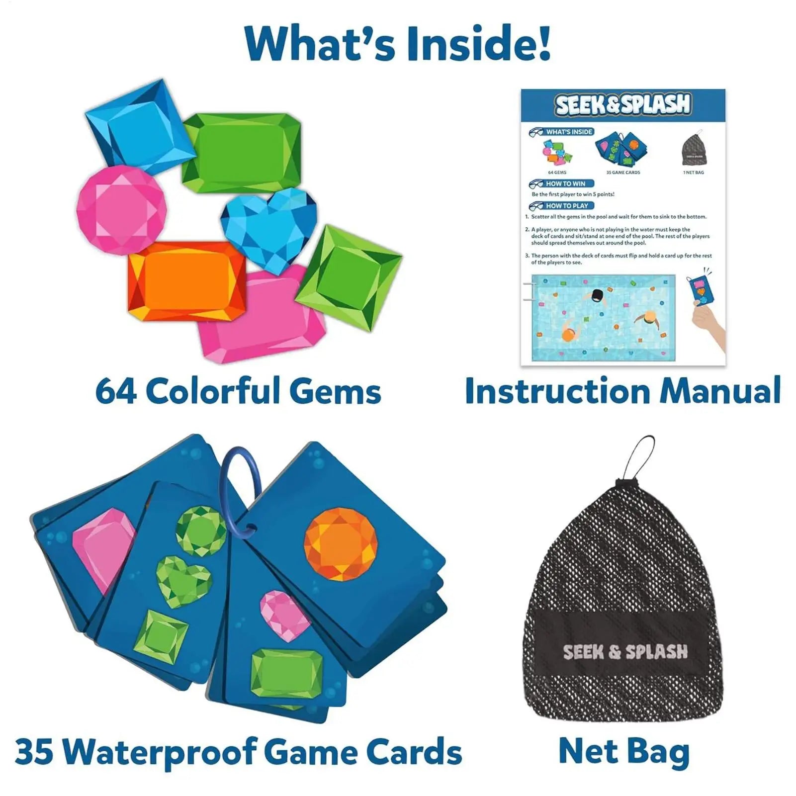 Diving Pool Game — Underwater Toys, Rings, Sticks, Fish, Shark, Treasures