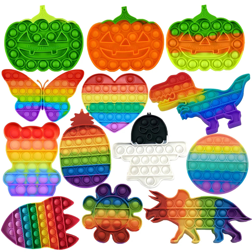 Silicone Push Pop Bubble Fidget Toy - Sensory Stress Relief Squeeze Toy, 34 Cute Shapes, Anti-Anxiety Calming Toy for Kids & Adults