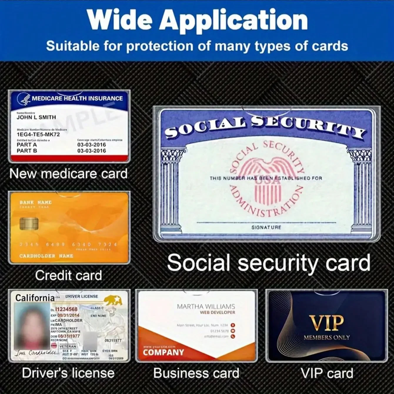 Card Sleeves — Waterproof, Clear PVC, Heavy Duty, Top Load, Credit Card Size, ID Badge Holder