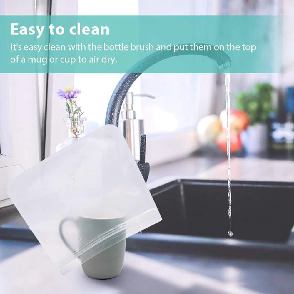 10-Piece Reusable Silicone Food Storage Bag Set - Leakproof, Stand-Up, Freezer & Microwave Safe (Plastic-Bag Replacement)