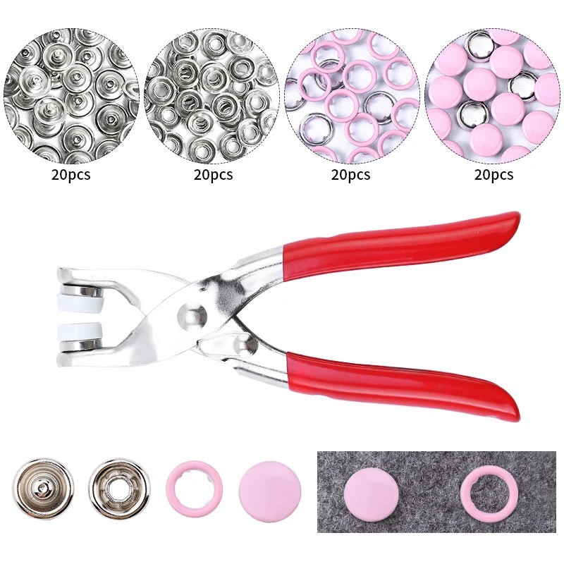 Snap Button Pliers Kit — 100pcs, Durable, Heavy-Duty, DIY, Crafting