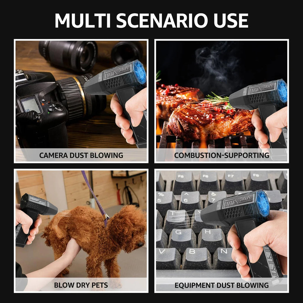 Handheld Electric Air Duster Brushless Motor 130000 RPM Violent Blower Mini Turbo Jet Fan Wind Speed 52m/s Car Keyboard Cleaning