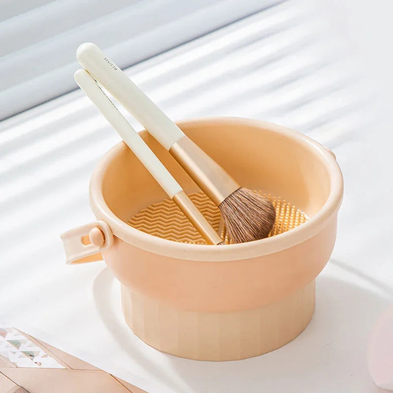 Silicone Makeup Brush Cleaning Bowl - Multi-Texture Wash Mat & Drying Stand, Deep Clean Brushes & Beauty Sponges in 60 Seconds