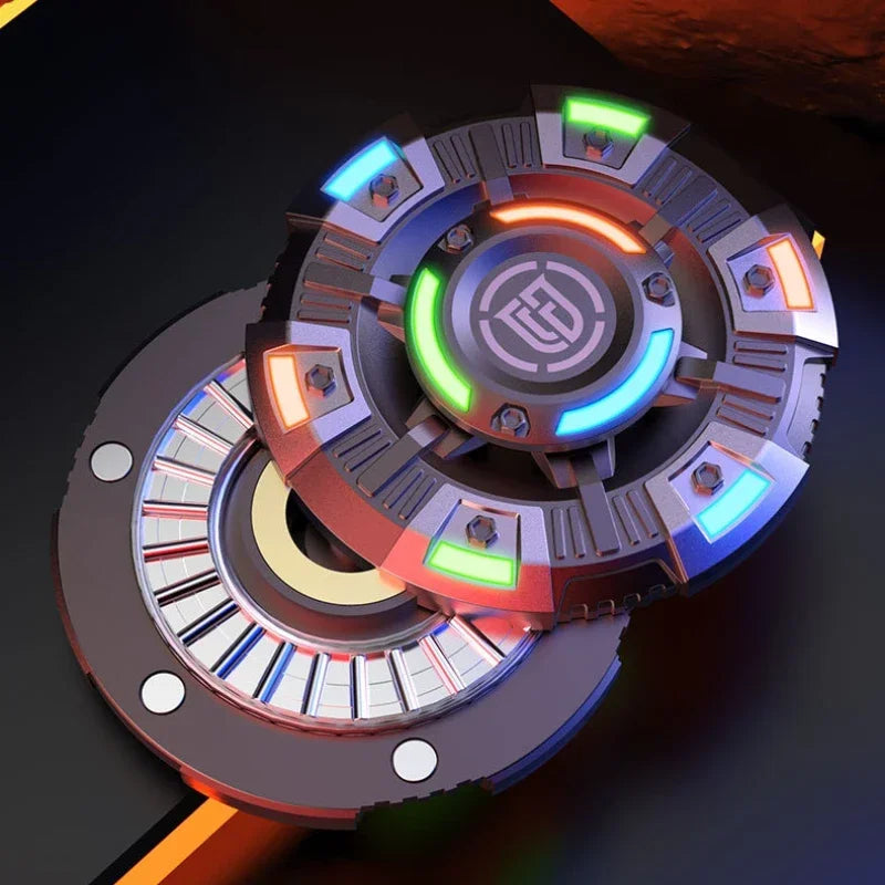 Luminous Metal Magnetic Push Coin Fidget Spinner - Glow-in-the-Dark EDC Stress-Relief Toy, Quiet Click, Pocket-Sized