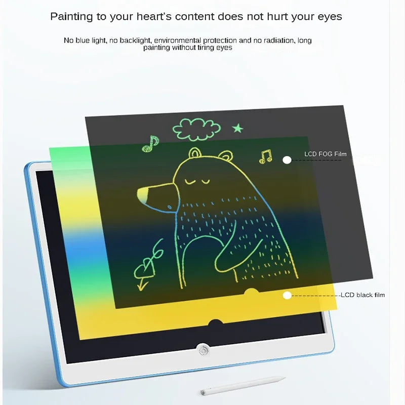 19" LCD Writing & Drawing Tablet for Kids - Educational Reusable Color Sketchpad, No Paper, Battery-Powered Art & Doodle Board