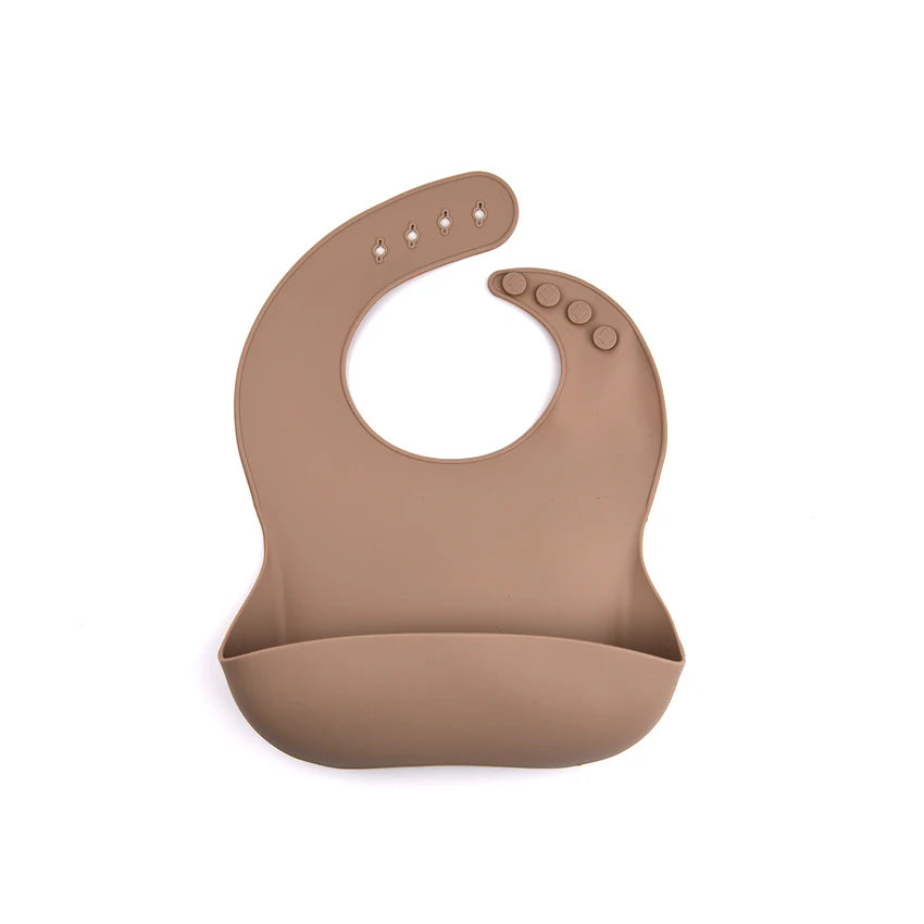Silicone Baby Feeding Bib with Deep Food Catcher - Waterproof, Adjustable, Dishwasher-Safe in 10 Modern Colors