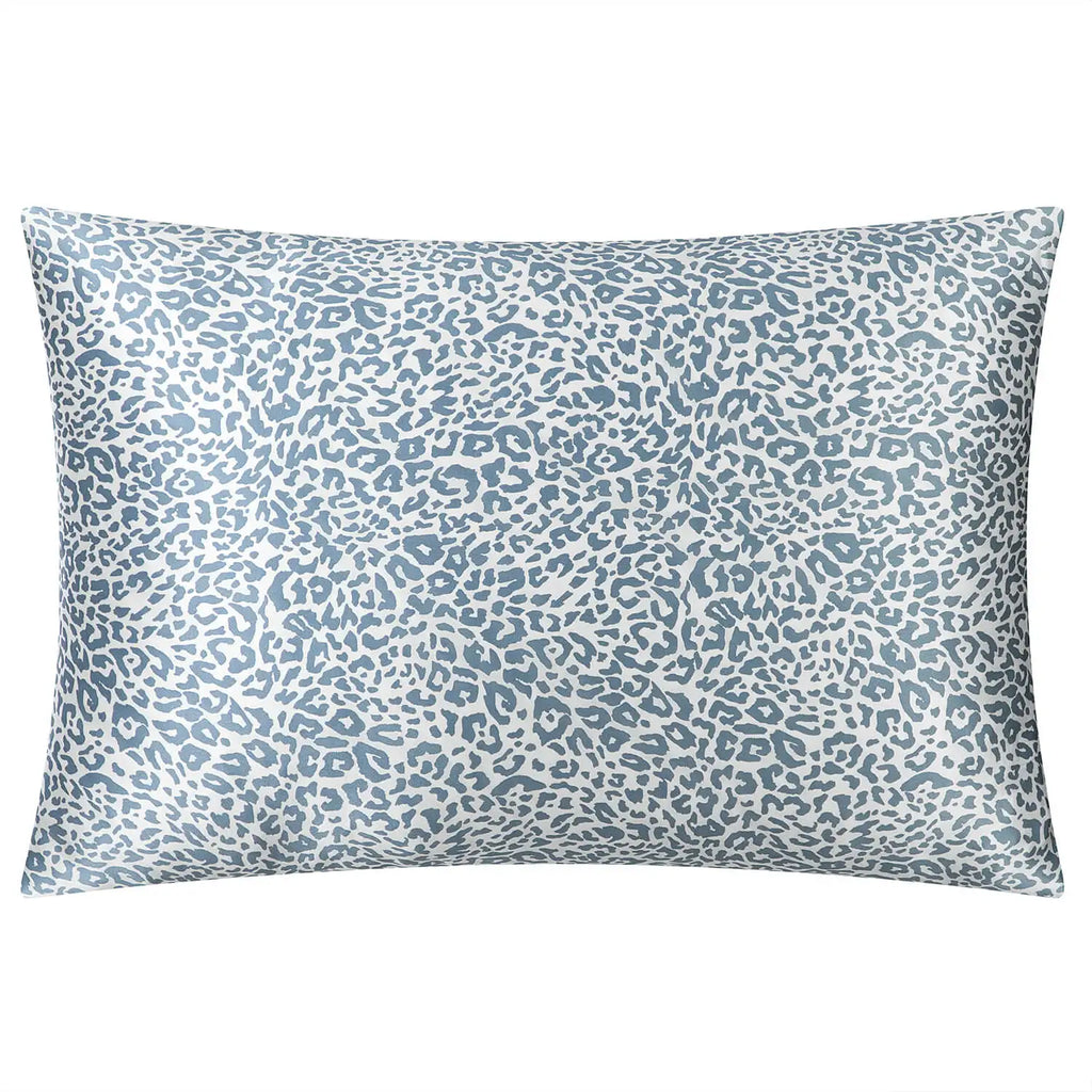 21 Momme Pure Mulberry Silk Pillowcase - Gray Leopard Print, Hidden Zipper, Queen / King Sizes, Hair & Skin Friendly