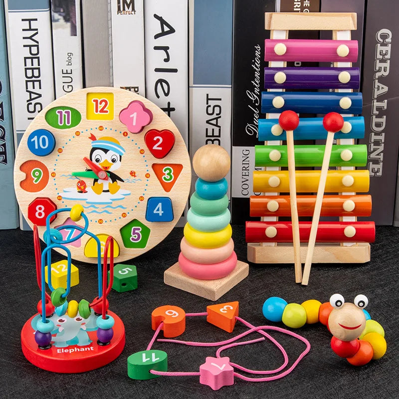 Montessori Stacking Blocks — Wooden Toy, Shape Sorter, Early Learning, Fine Motor, Toddler Gift