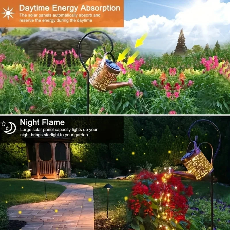 Solar Watering Can Light — Outdoor Garden Decor, Warm White, Waterproof, Hanging, Decorative