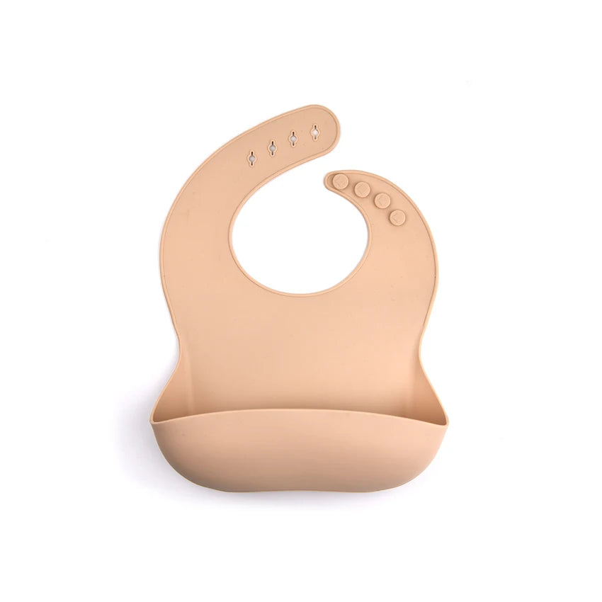 Silicone Baby Feeding Bib with Deep Food Catcher - Waterproof, Adjustable, Dishwasher-Safe in 10 Modern Colors